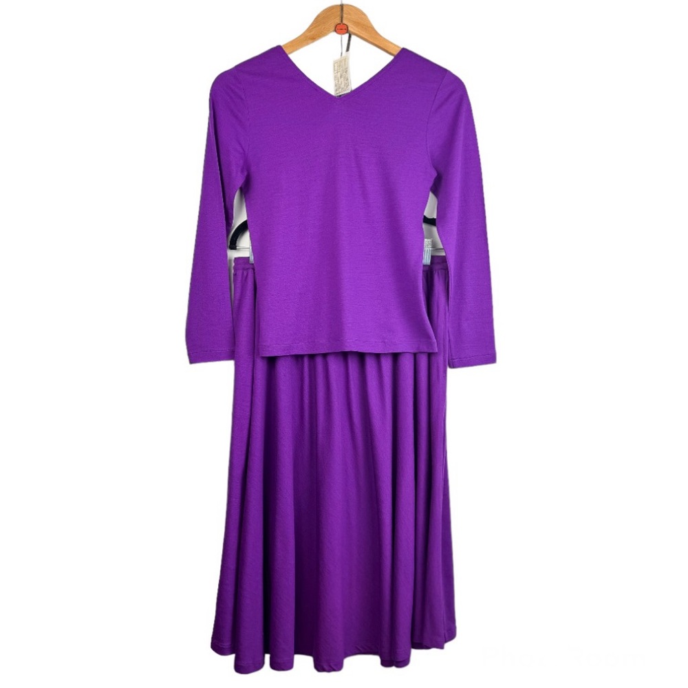 Vintage MISSONI Womens Matching Set Top Skirt Purple 100% Wool